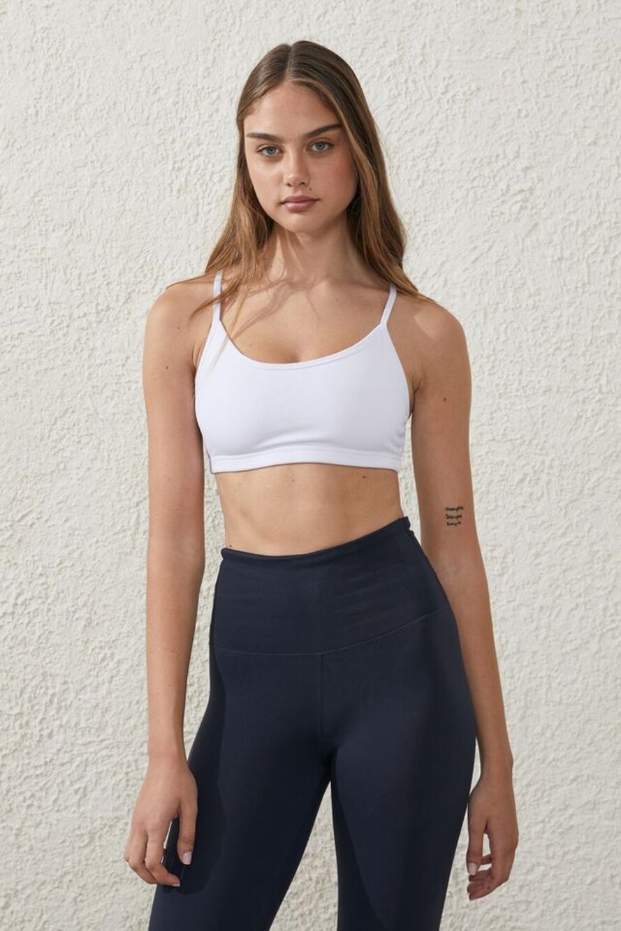 Cotton On Body Women Workout Yoga Crop Top Small White ScoopNeck Convertible NWT